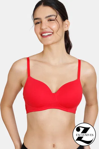 Buy Zivame Padded Non Wired 3/4Th Coverage T-Shirt Bra - Chinese Red